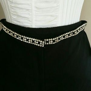 Black pants with rhinestones waist